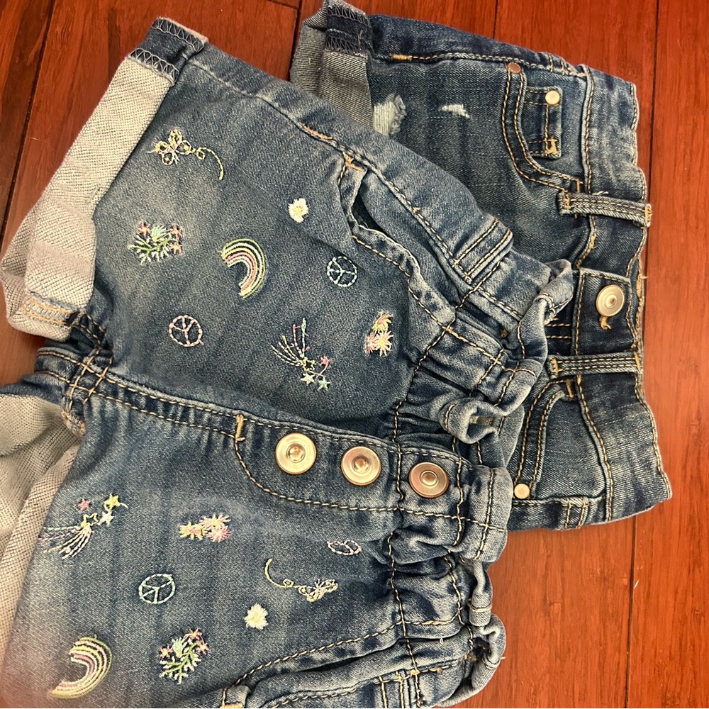 Embroidered Denim Kids Shorts